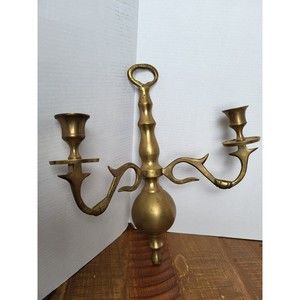 Vintage 12" Wall Scone Hanging 2 Arm Candle Holder Solid Brass Candelabra
